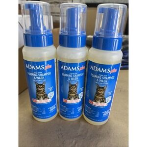 3 Bottles Adams Plus Flea & Tick Foaming Shampoo for Cats Sensitive Skin 10 oz